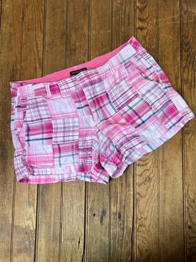 Y2k shorts British Khaki Pink Madras Plaid Women’s Shorts